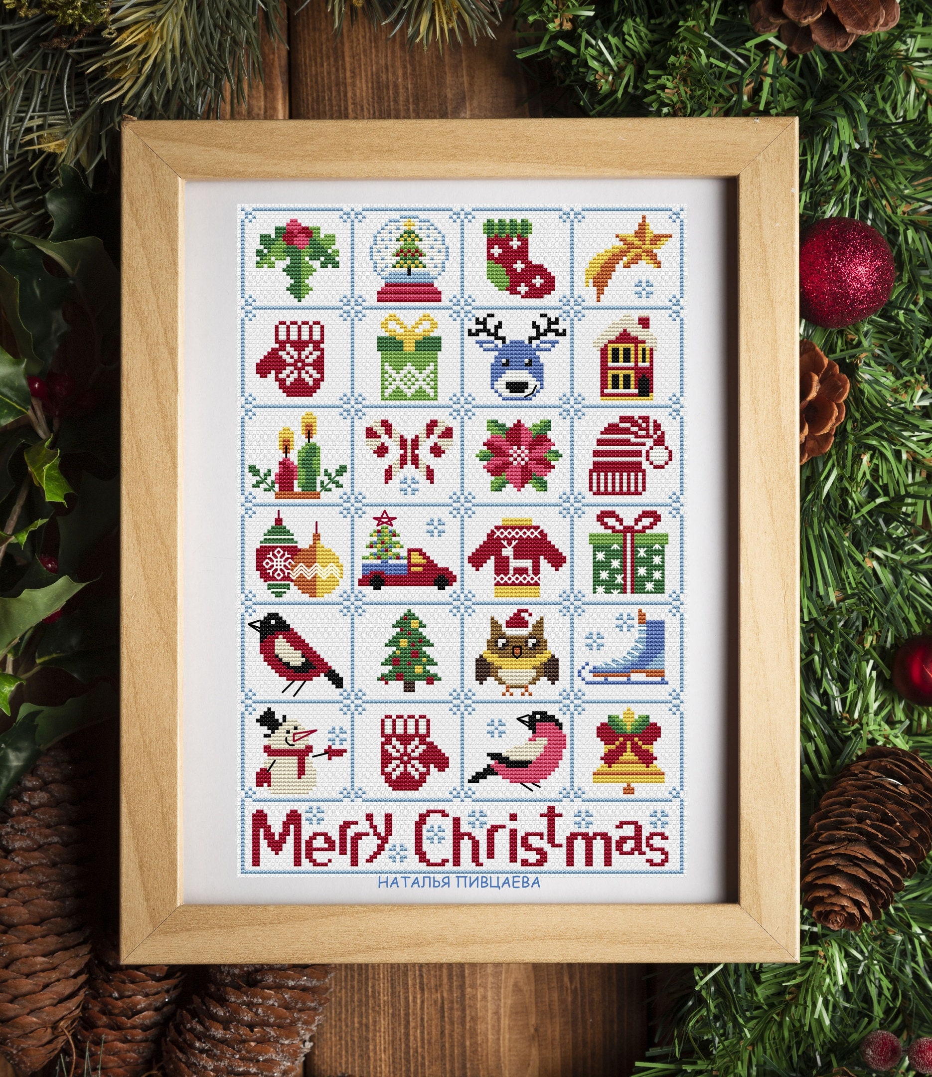 Advent Calendar Cross Stitch Pattern Advent Sampler Cross Etsy