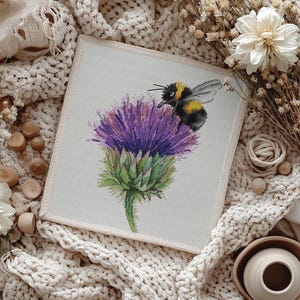 Kreuzstich Stickmuster Distel und Hummel - PDF