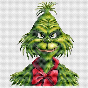 Grinch Cross Stitch Pattern Christmas PDF Pattern Festive Embroidery Holiday Cross Stitch Pattern DMC Chart Printable PDF Instant Download