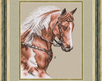 Chestnut Horse Cross Stitch Pattern Brown Horse PDF Pattern Horse Embroidery Bay Horse Pattern DMC Chart Printable PDF Instant Download