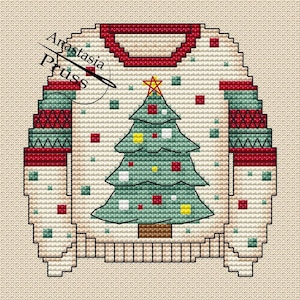 Christmas Tree Cross Stitch Pattern Christmas Pattern Holiday PDF Pattern Christmas Sweater Pattern DMC Chart Printable PDF Instant Download