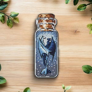 Patrón de punto de cruz de Dragón en una botella, Arte Fantástico (PDF)