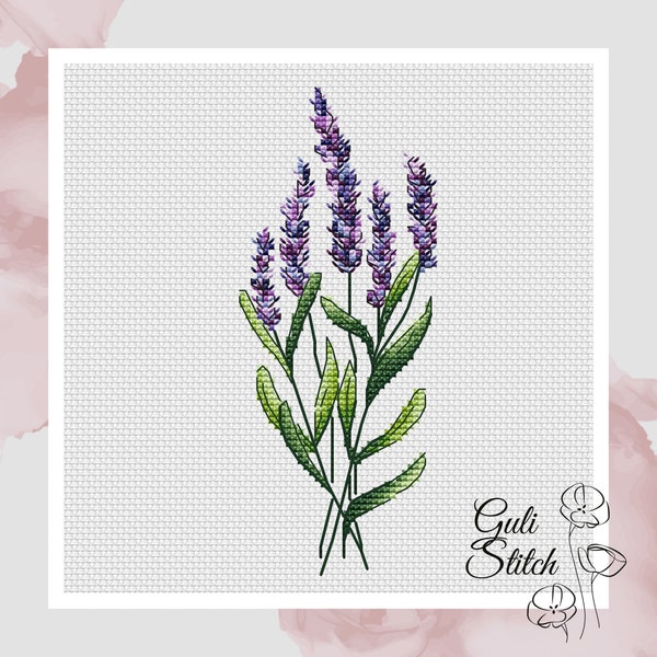 Lavendel Kreuzstich Muster Blumen Muster Blumenstickerei Lavendel Blumen Kreuzstich DMC Chart Printable PDF Instant Download