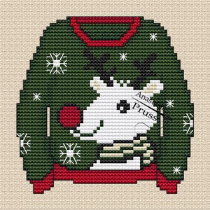 Christmas Sweater Cross Stitch Pattern Christmas Pattern Rudolf PDF Pattern Christmas Deer Pattern DMC Chart Printable PDF Instant Download
