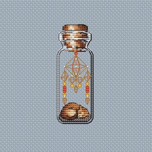 Dreamcatcher Cross Stitch Pattern Bottle Pattern Cat PDF Pattern Easy Pattern Small Pattern Mini DMC Chart Printable PDF Instant Download