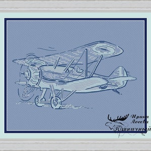 Plane Cross Stitch Pattern Airplane Pattern Aircraft PDF Pattern Aeroplane Pattern Monochrome DMC Chart Printable PDF Instant Download