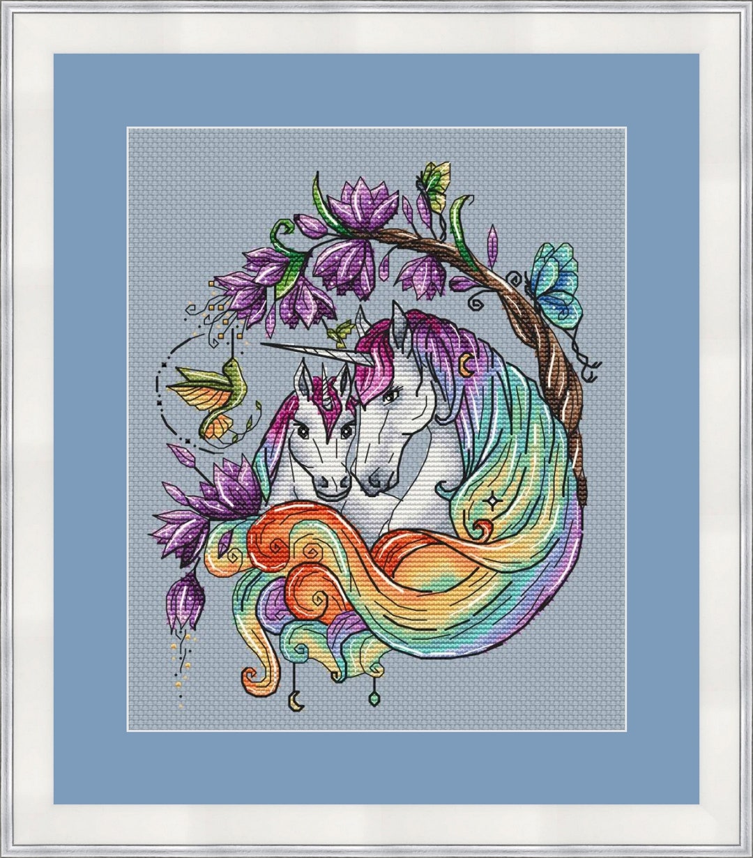 Rainbow Unicorn Cross Stitch Pattern Fantasy Pattern Butterfly