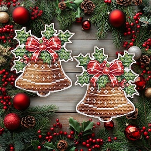 Christmas Bell Cross Stitch Pattern: Gingerbread Design (PDF Pattern)
