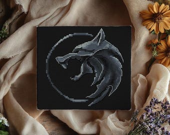 Witcher Wolf Medallion Cross Stitch Pattern (PDF)