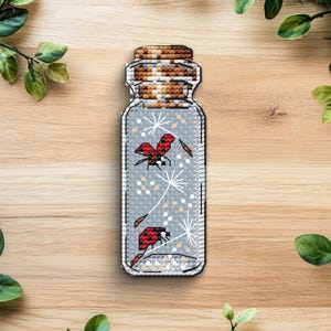 Ladybug Bottle Cross Stitch Pattern, Dandelion Chart (PDF Pattern)