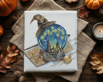 Magic Castle Cross Stitch Pattern: Fantasy Wizard Design (PDF)