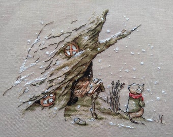 First Snow Cross Stitch Pattern Mouse Pattern Fairytale Embroidery Cartoon Pattern Winter Pattern DMC Chart Printable PDF Instant Download