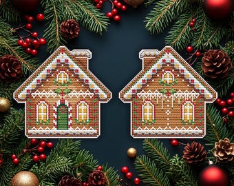 Gingerbread House Cross Stitch Pattern, Christmas Festive Design (PDF)