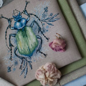 Firefly Cross Stitch Pattern Bug PDF Pattern Green Beetle Cross Stitch ...