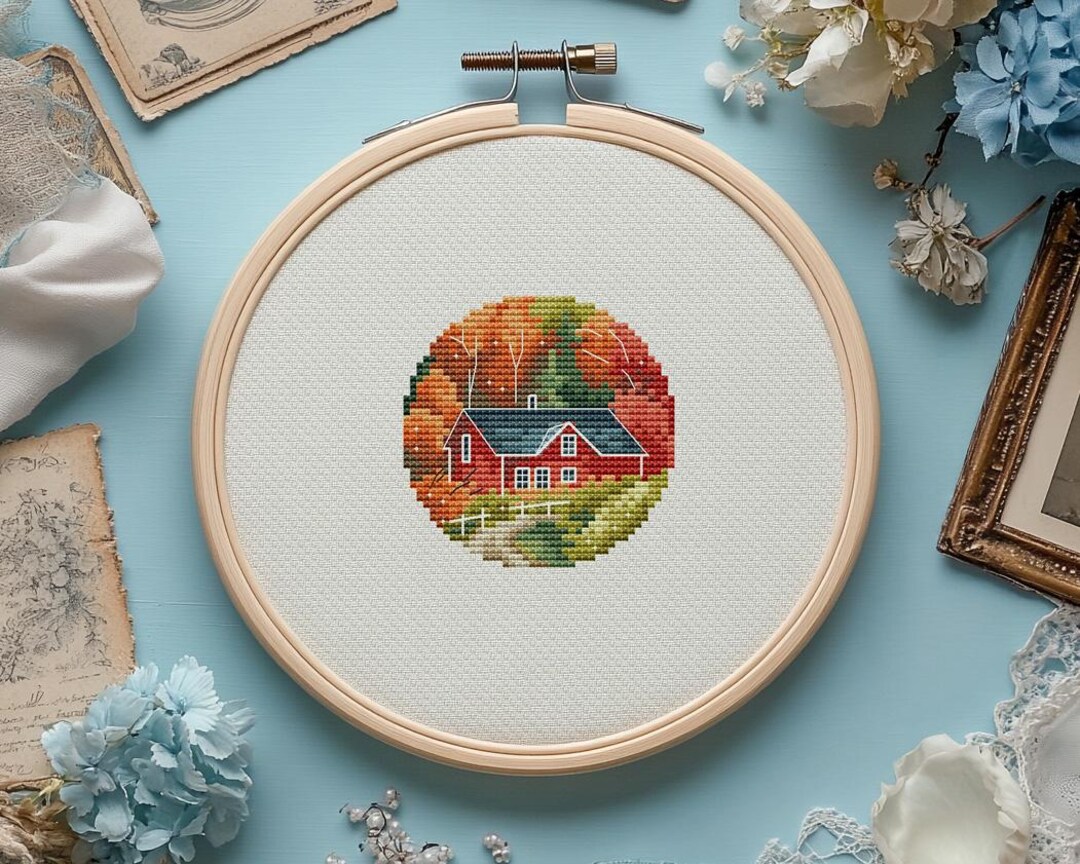 fall pattern - chesed cottage crafts | svg files |... Autumn Cottage Cross Stitch Pattern: Small House, Fall Colors (PDF ...