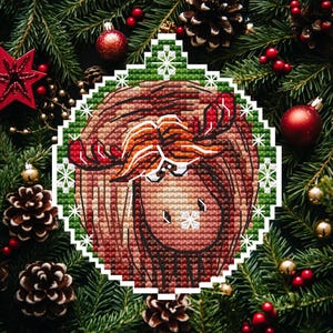 Christmas Deer Cross Stitch Pattern: Holiday Bauble (PDF Pattern)