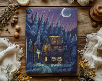 Mystery Shack Cross Stitch Pattern: Cartoon Embroidery, Gravity Falls (PDF)