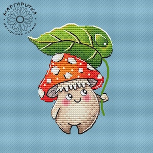 Fly Agaric Cross Stitch Pattern Cute Pattern Mushroom Embroidery Cartoon Pattern Agaric Pattern DMC Chart Printable PDF Instant Download