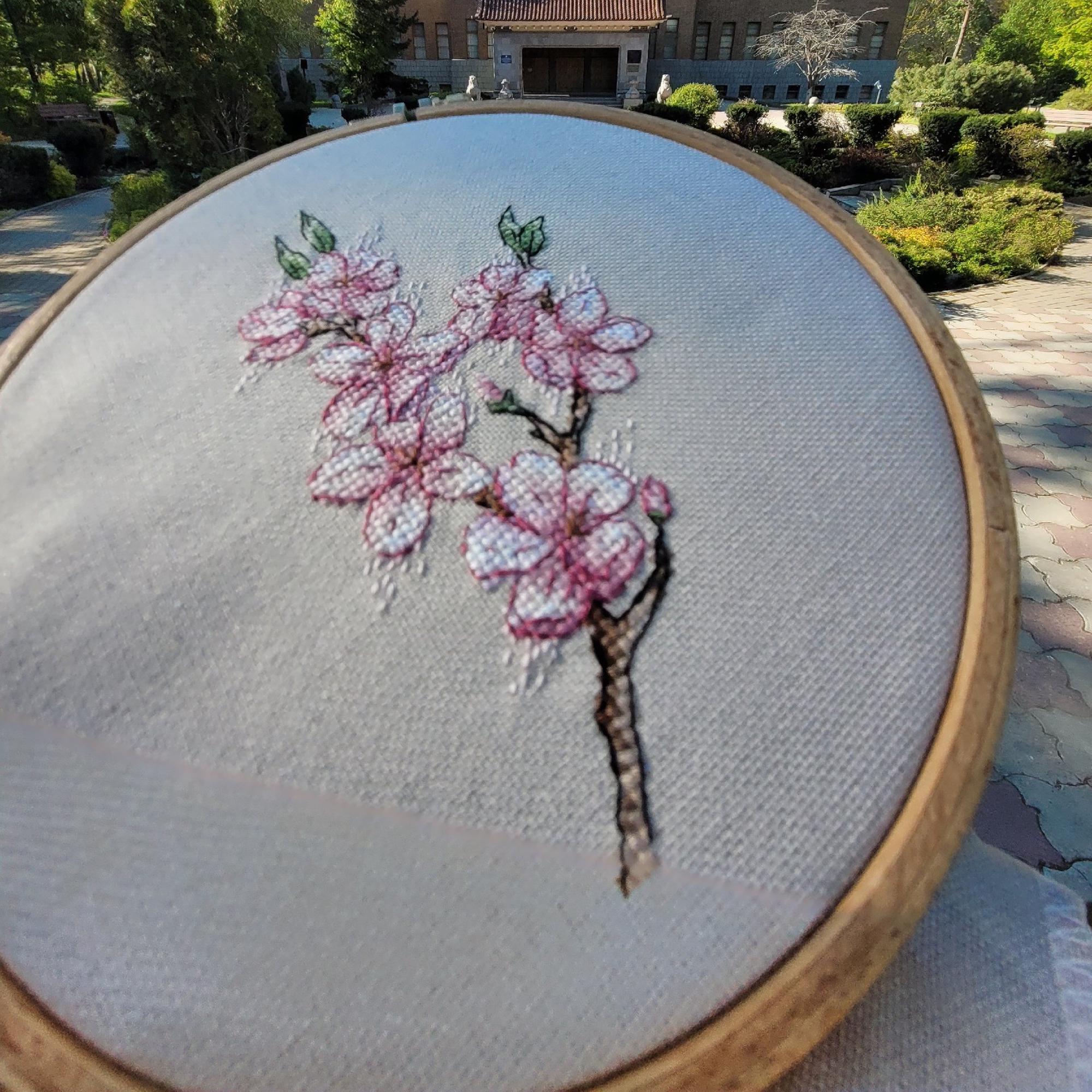 Sakura Blossom Cross Stitch Pattern, Floral Embroidery (PDF