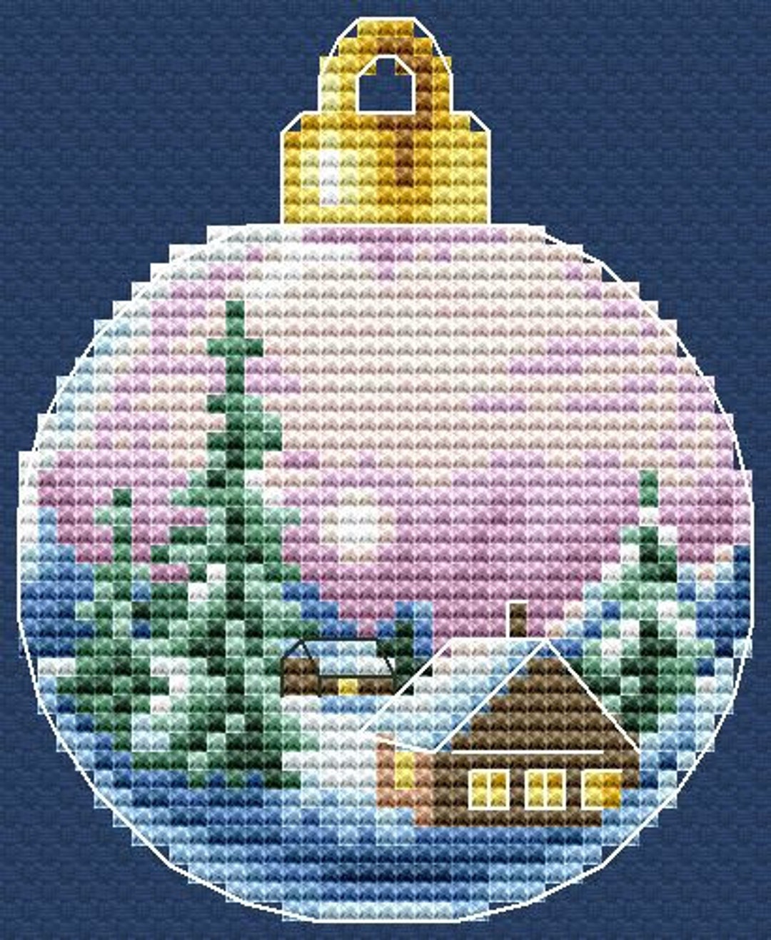 Christmas Ornament Cross Stitch Pattern House Pattern Christmas Bauble ...