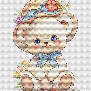 Schema punto croce orsetto Modello orso carino Modello orsetto PDF Modello cartone animato Orsetto DMC Grafico PDF stampabile Download immediato