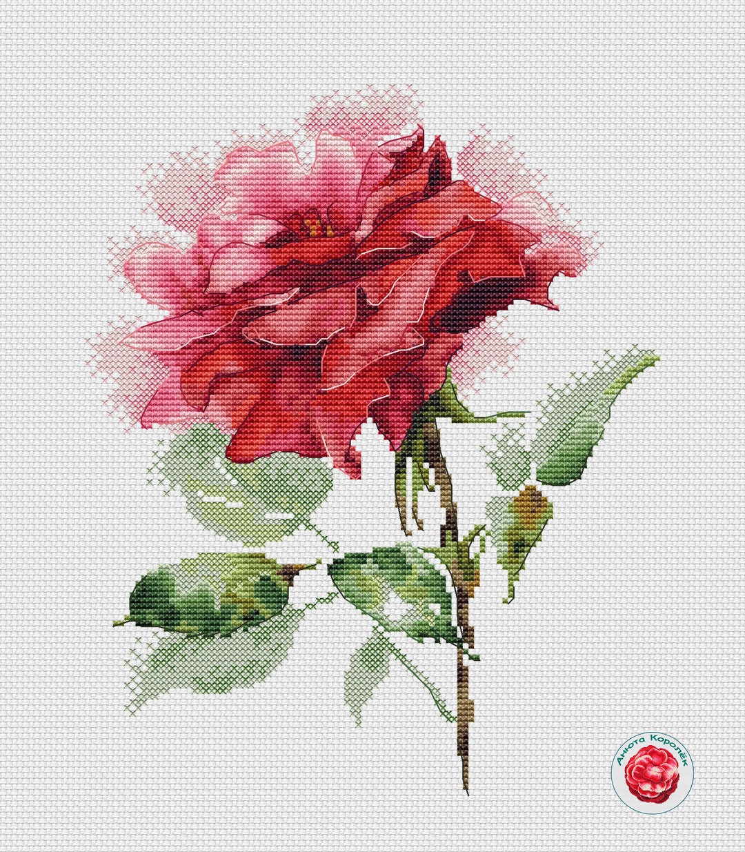 Red Rose Cross Stitch Pattern Floral Pattern Flower Embroidery Rose ...