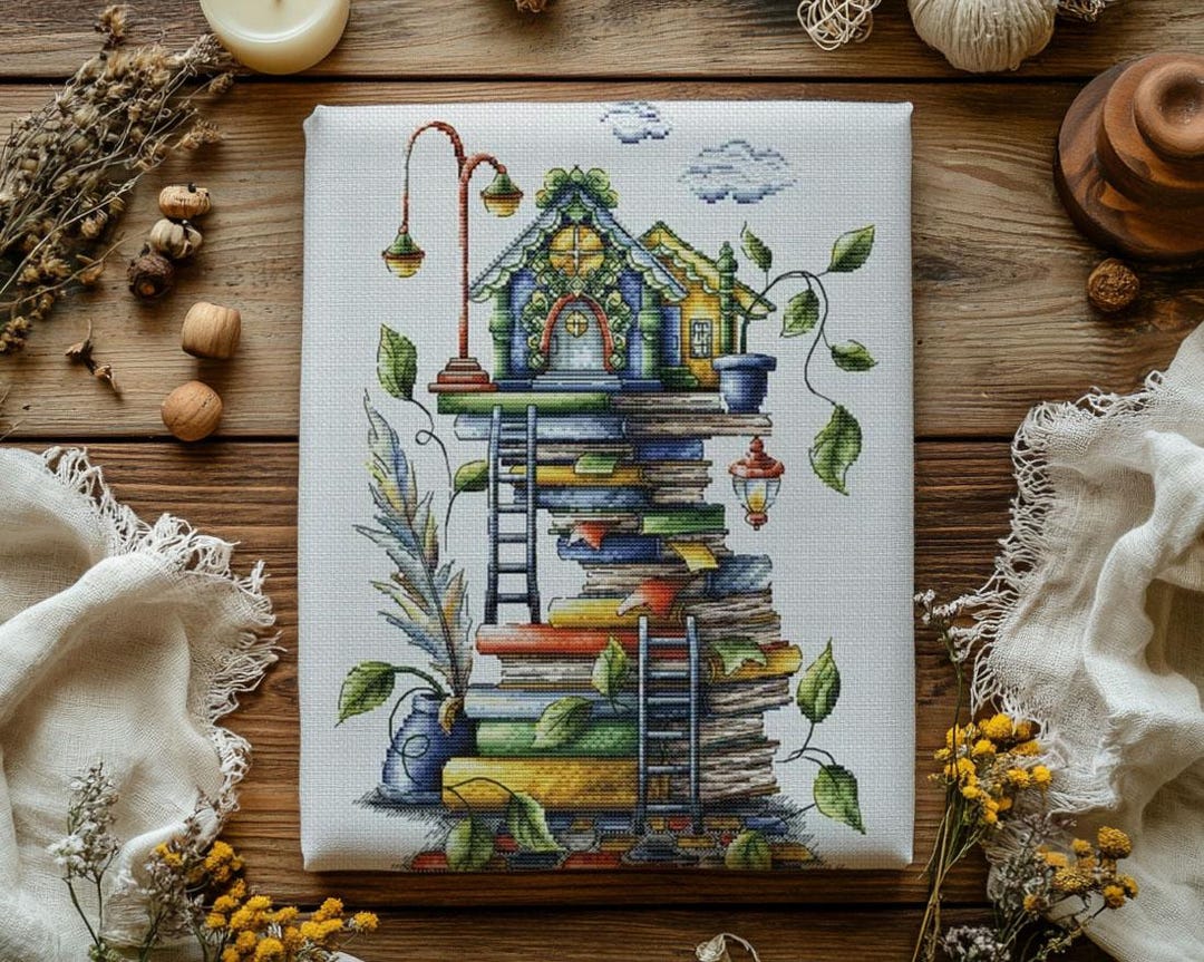 Reading Hut Cross Stitch Pattern, Fantasy Books House (PDF Download ...