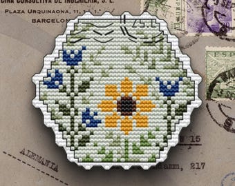 Floral Stamp Cross Stitch Pattern: Wildflower Embroidery (PDF Pattern)