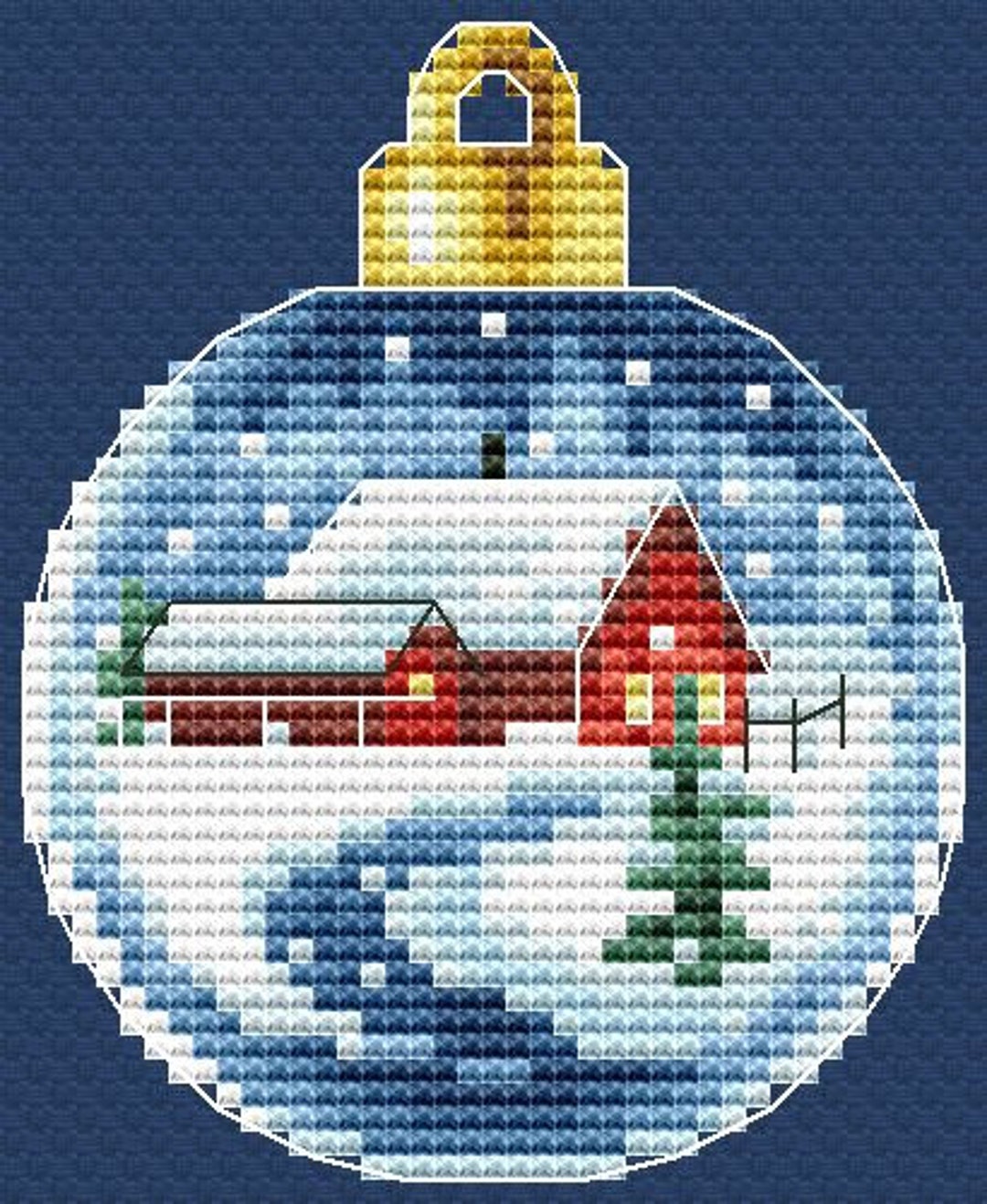 Christmas Ornament Cross Stitch Pattern House Pattern Christmas Ball ...