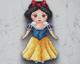 白雪姫のクロスステッチパターン：プリンセス刺繍（PDFパターン）