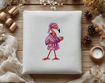 Modèle de point de croix dessin animé flamant rose : oiseau rose rigolo (modèle PDF)