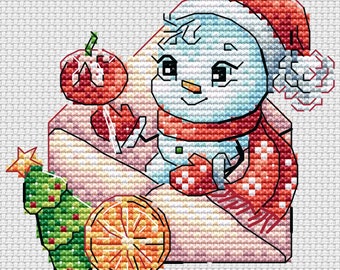 Cute Snowman Cross Stitch Pattern Christmas Pattern Snowman Embroidery Festive Pattern Holiday DMC Chart Printable PDF Instant Download