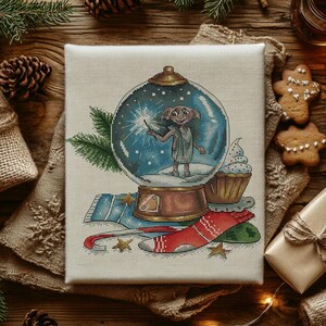 Kruissteekpatroon magische bol elf: fantasie kerstborduurwerk (pdf-patroon)