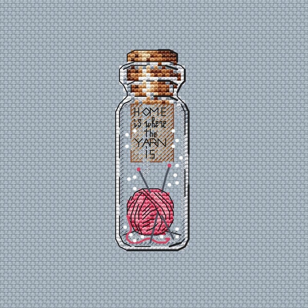 Ball of Yarn Cross Stitch Pattern Bottle Pattern Yarn PDF Pattern Easy Pattern Small Pattern Simple DMC Chart Printable PDF Instant Download