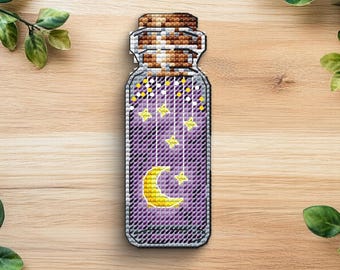 Moon and Stars Bottle Cross Stitch Pattern (PDF)