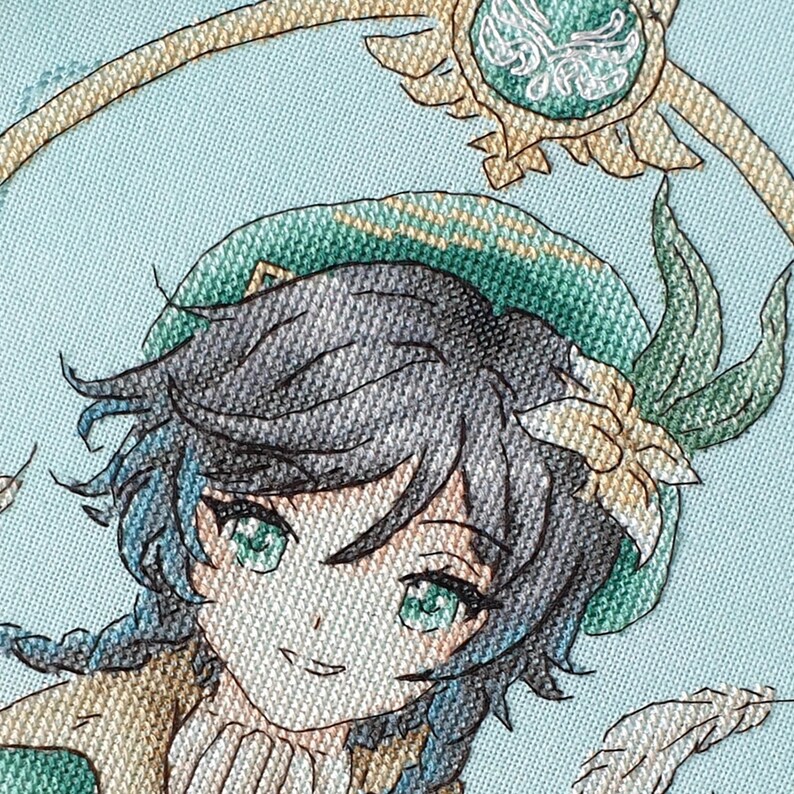Venti Cross Stitch Pattern: Anime Portrait, Fantasy Design (PDF Pattern) image 6