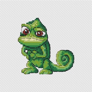 Chameleon Cross Stitch Pattern Lizard PDF Pattern Reptile Embroidery Pascal Pattern Cartoon Pattern DMC Chart Printable PDF Instant Download