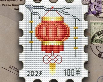 Modèle de point de croix de timbre-poste de lanterne (PDF)