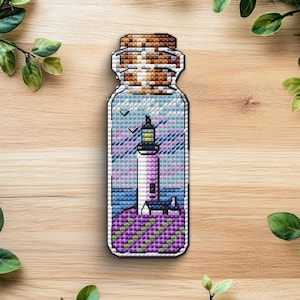 Lighthouse in a Bottle Cross Stitch Pattern (PDF Download)