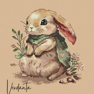Baby Bunny Cross Stitch Pattern Cute Bunny PDF Pattern Bunny Cross Stitch Pattern Rabbit Pattern DMC Chart Printable PDF Instant Download