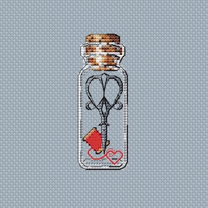Scissors Cross Stitch Pattern Bottle Pattern Mini PDF Pattern Easy Pattern Small Pattern Beginner DMC Chart Printable PDF Instant Download