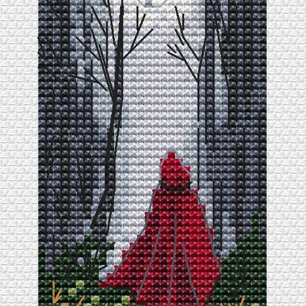 Red Riding Hood Cross Stitch Pattern, Fairy Tale Cross Stitch, Mystical Cross Stitch Pattern, DMC Chart Instant Download PDF