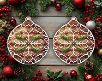 Christmas Bauble Cross Stitch Pattern: Gingerbread Design (PDF Pattern)