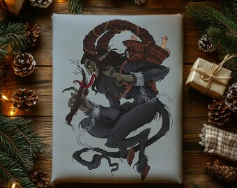 Krampus Cross Stitch Pattern: Christmas Horror (PDF Download)