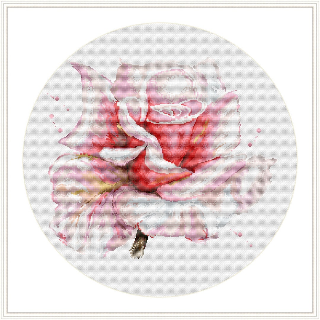 Rose Cross Stitch Pattern Pink Rose Pattern PDF Flower Embroidery Rose ...