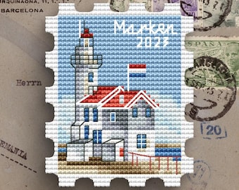 Schema punto croce francobollo faro: isola di Marken (schema PDF)