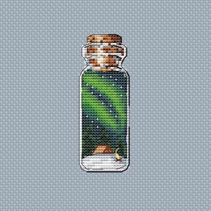 Northern Lights Cross Stitch Pattern Bottle Pattern Aurora PDF Pattern Landscape Pattern House DMC Chart Printable PDF Instant Download