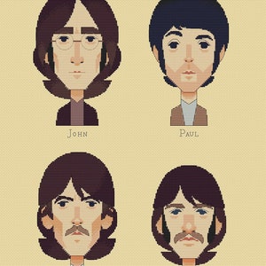 Liverpool Four Cross Stitch Pattern Rock Band Pattern The Beatles PDF Pattern Portraits Pattern DMC Chart Printable PDF Instant Download