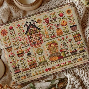 Harvest Garden Cross Stitch Pattern: Autumn Sampler (PDF Download)