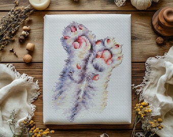 Patrón de punto de cruz de patas de gato, diseño de frijoles (patrón PDF)